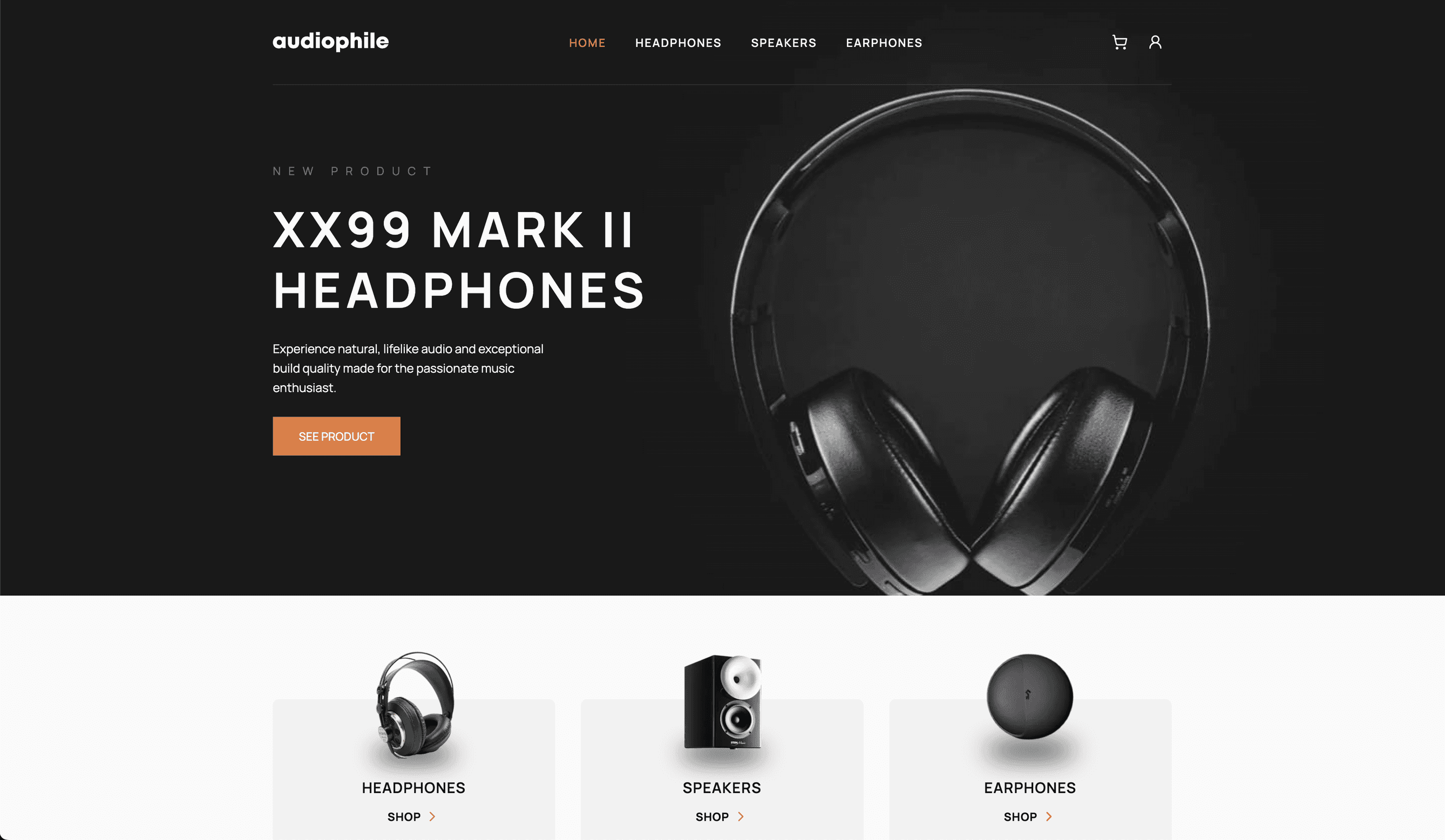 Audiophile main page for desktop