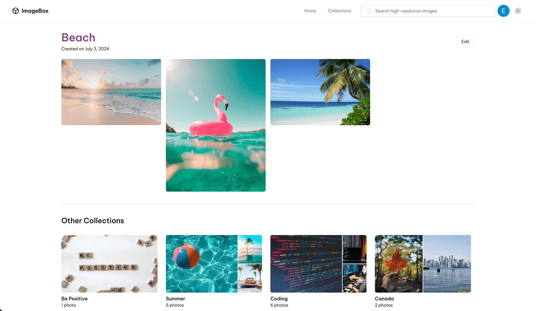 ImageBox Beach collection page